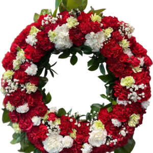 Red & White Carnation Wreath